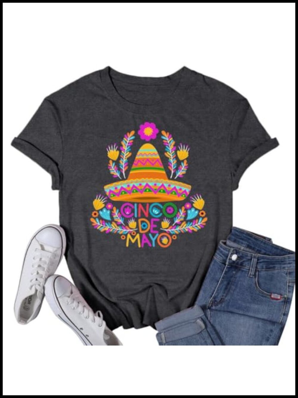 Womens Cinco De Mayo Sombrero T-Shirt Mexican Fiesta Party Tee Top